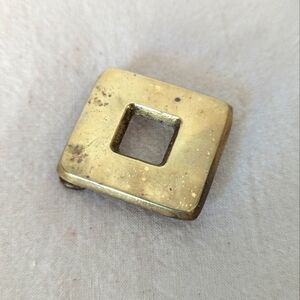 Vintage 1970s Solid Brass Square Belt Buckle